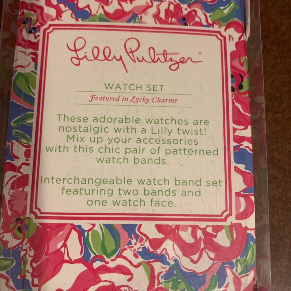 Lilly Pulitzer Pink and Green Watch Set